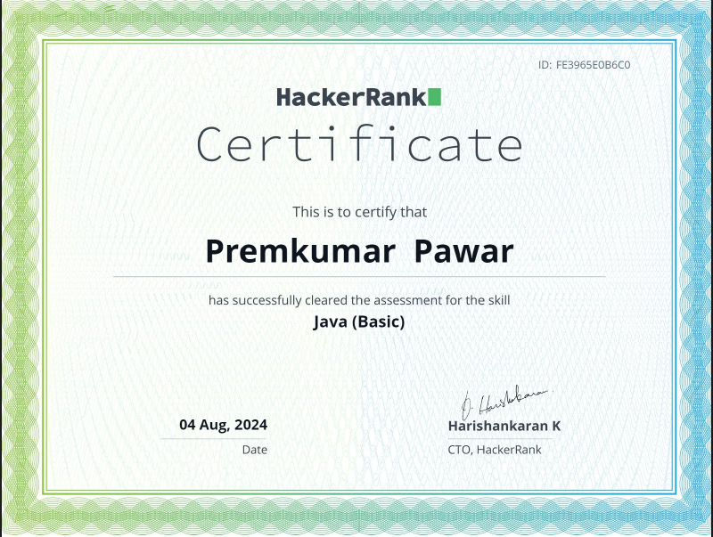 HackerRank Java Basic Certificate