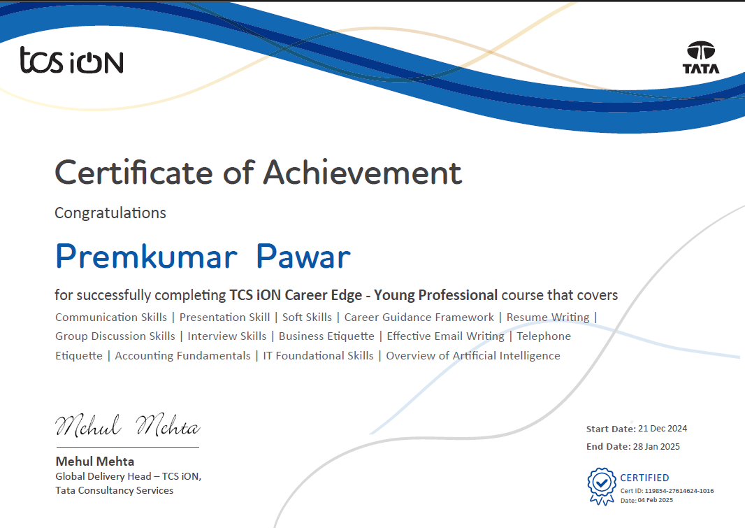 TCS iON Certificate